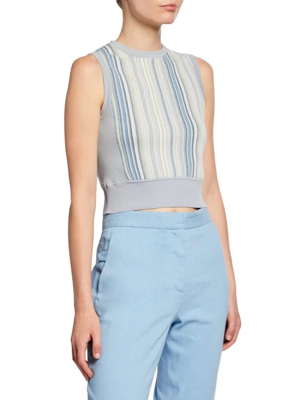 RAG & BONE | Lisse Striped Tank Top Baby Blue Size L Bergdorf Goodman